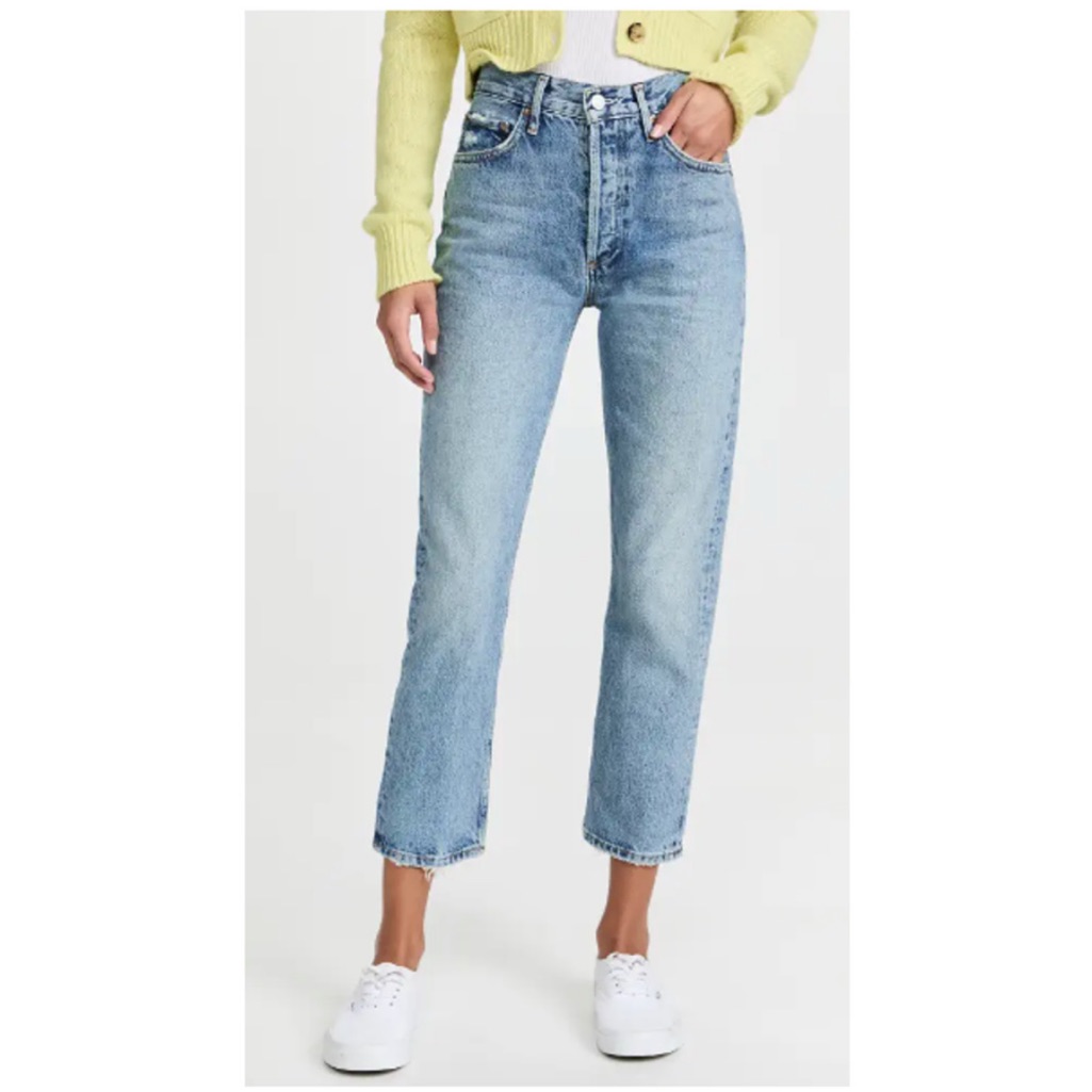 Agolde Riley High Rise Straight Leg Crop Jeans Light Wash Rigid Denim 26